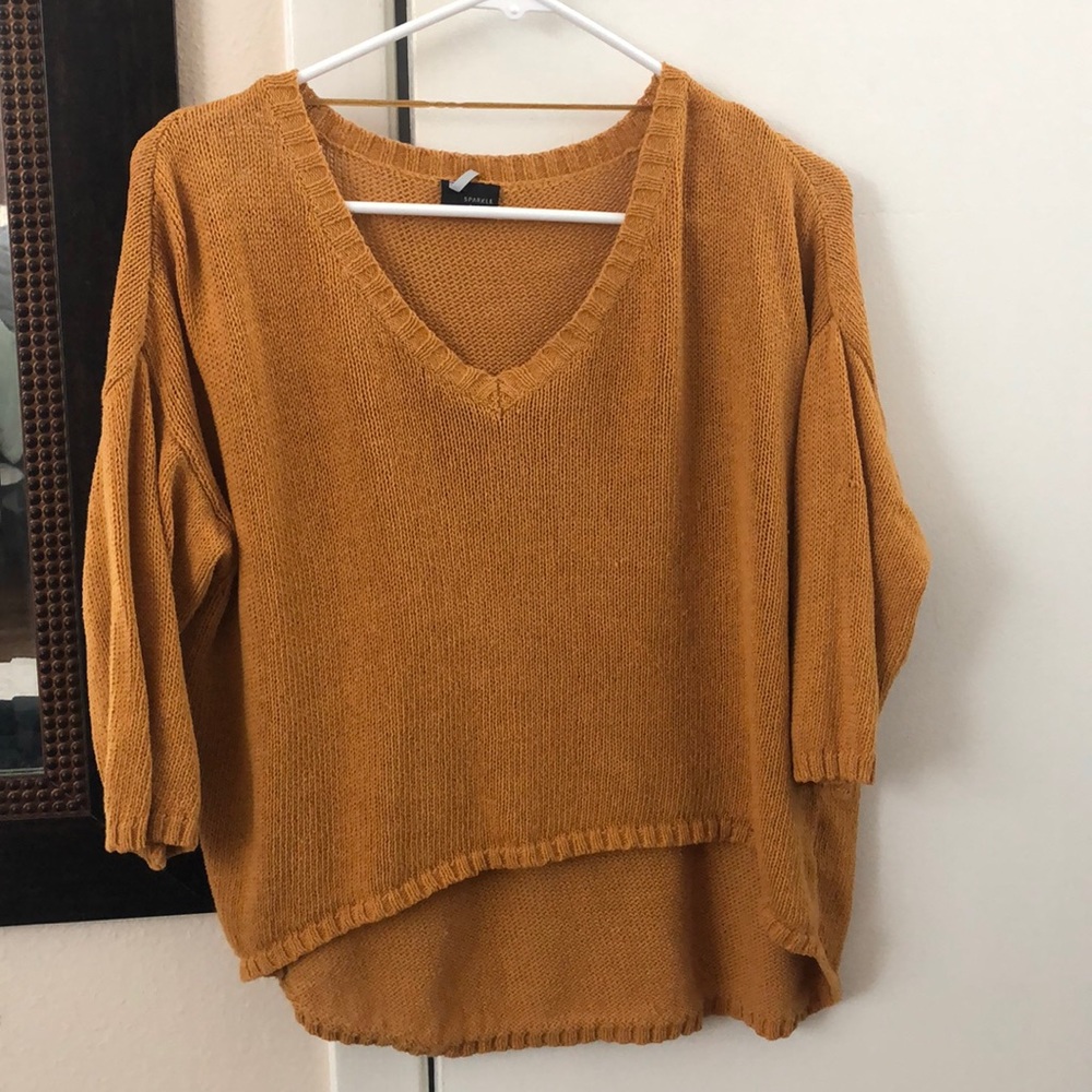 Mustard loose cropped sweater